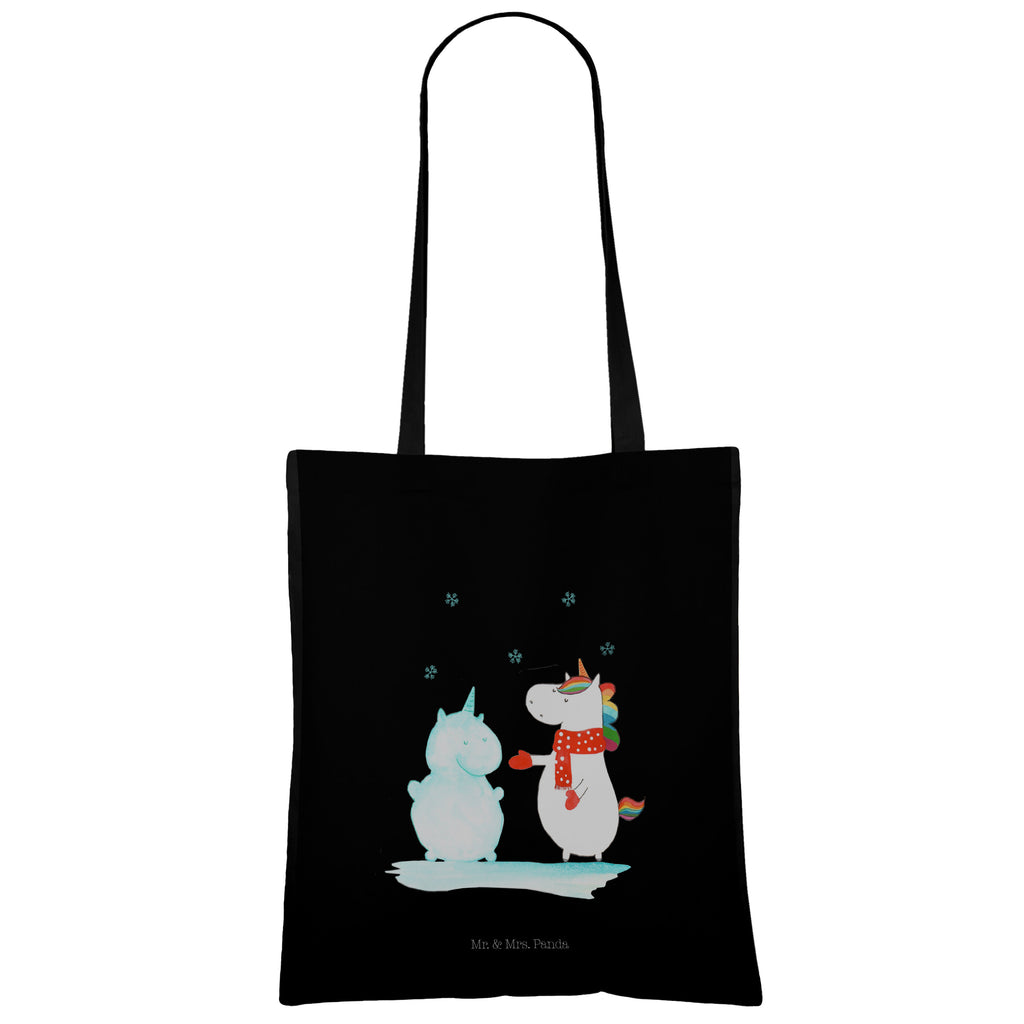 Tragetasche Einhorn Schneemann Beuteltasche, Beutel, Einkaufstasche, Jutebeutel, Stoffbeutel, Einhorn, Einhörner, Einhorn Deko, Pegasus, Unicorn, Schneemann, Winter, Schnee, Kuchen, Weihnachten, kalt, Mütze, Handschuhe, X-Mas