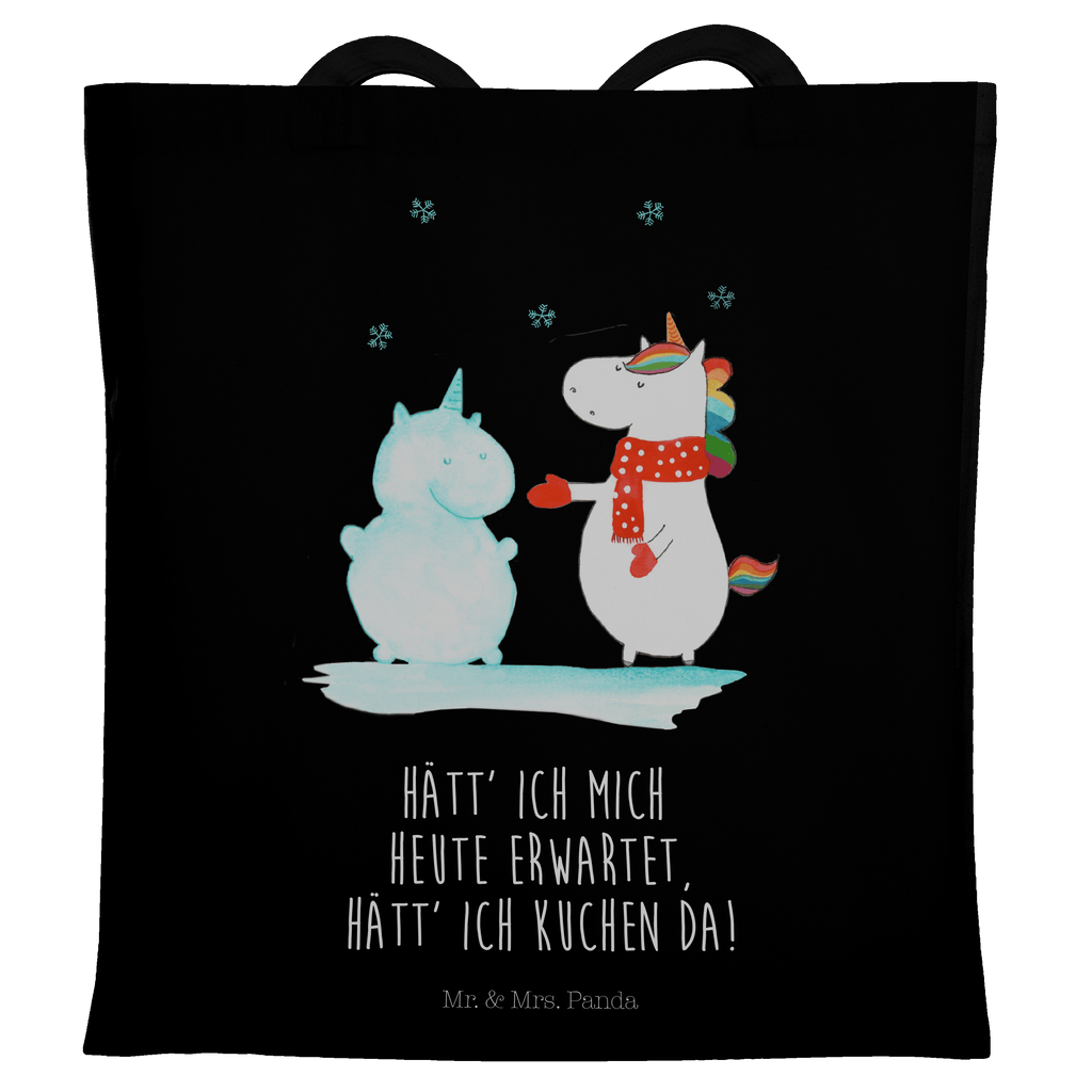 Tragetasche Einhorn Schneemann Beuteltasche, Beutel, Einkaufstasche, Jutebeutel, Stoffbeutel, Einhorn, Einhörner, Einhorn Deko, Pegasus, Unicorn, Schneemann, Winter, Schnee, Kuchen, Weihnachten, kalt, Mütze, Handschuhe, X-Mas