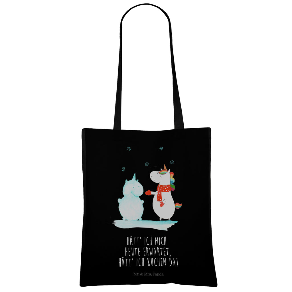 Tragetasche Einhorn Schneemann Beuteltasche, Beutel, Einkaufstasche, Jutebeutel, Stoffbeutel, Einhorn, Einhörner, Einhorn Deko, Pegasus, Unicorn, Schneemann, Winter, Schnee, Kuchen, Weihnachten, kalt, Mütze, Handschuhe, X-Mas