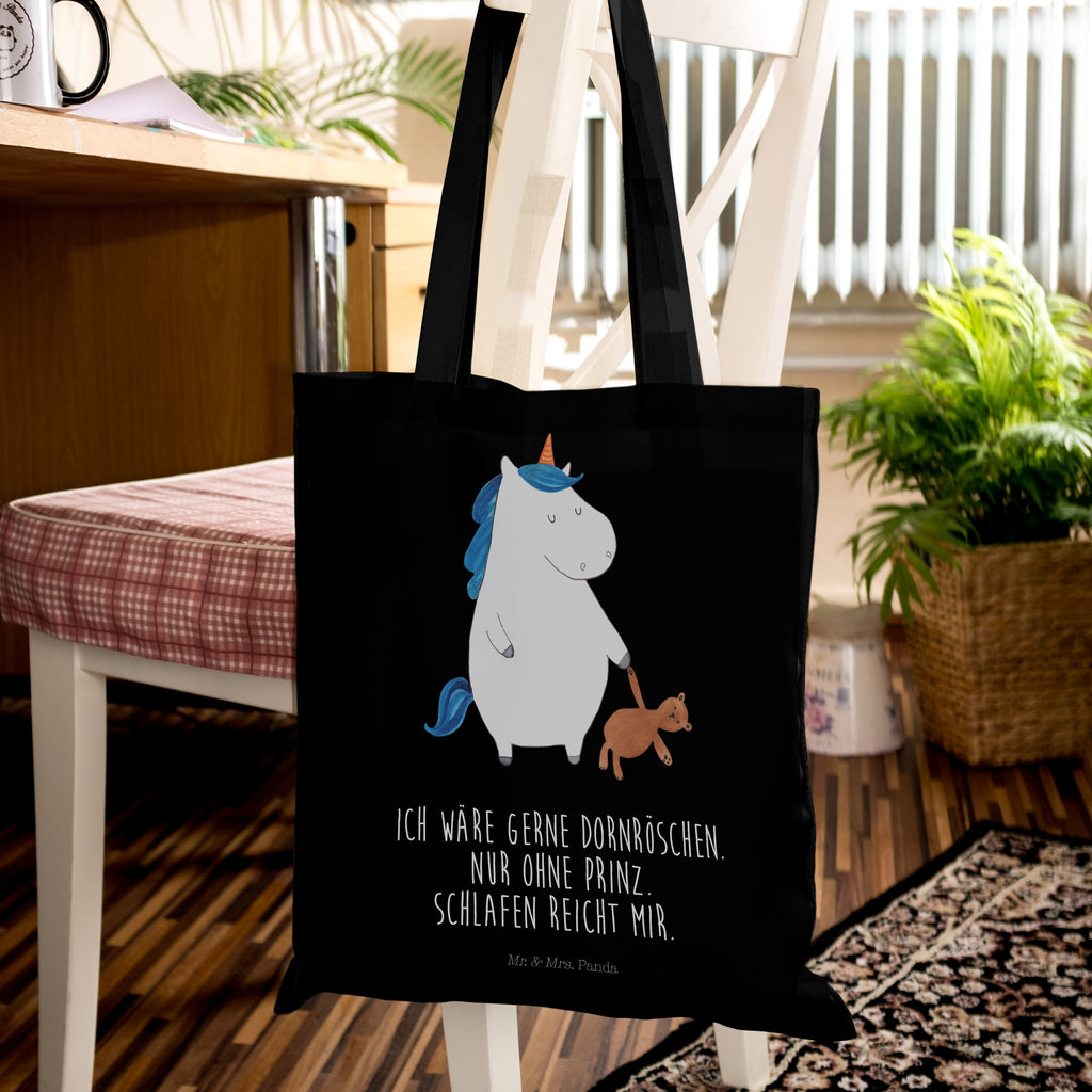 Tragetasche Einhorn Teddy Beuteltasche, Beutel, Einkaufstasche, Jutebeutel, Stoffbeutel, Einhorn, Einhörner, Einhorn Deko, Pegasus, Unicorn, schlafen, gute Nacht, Single, Bett, Träumen, Freundin, Singleleben