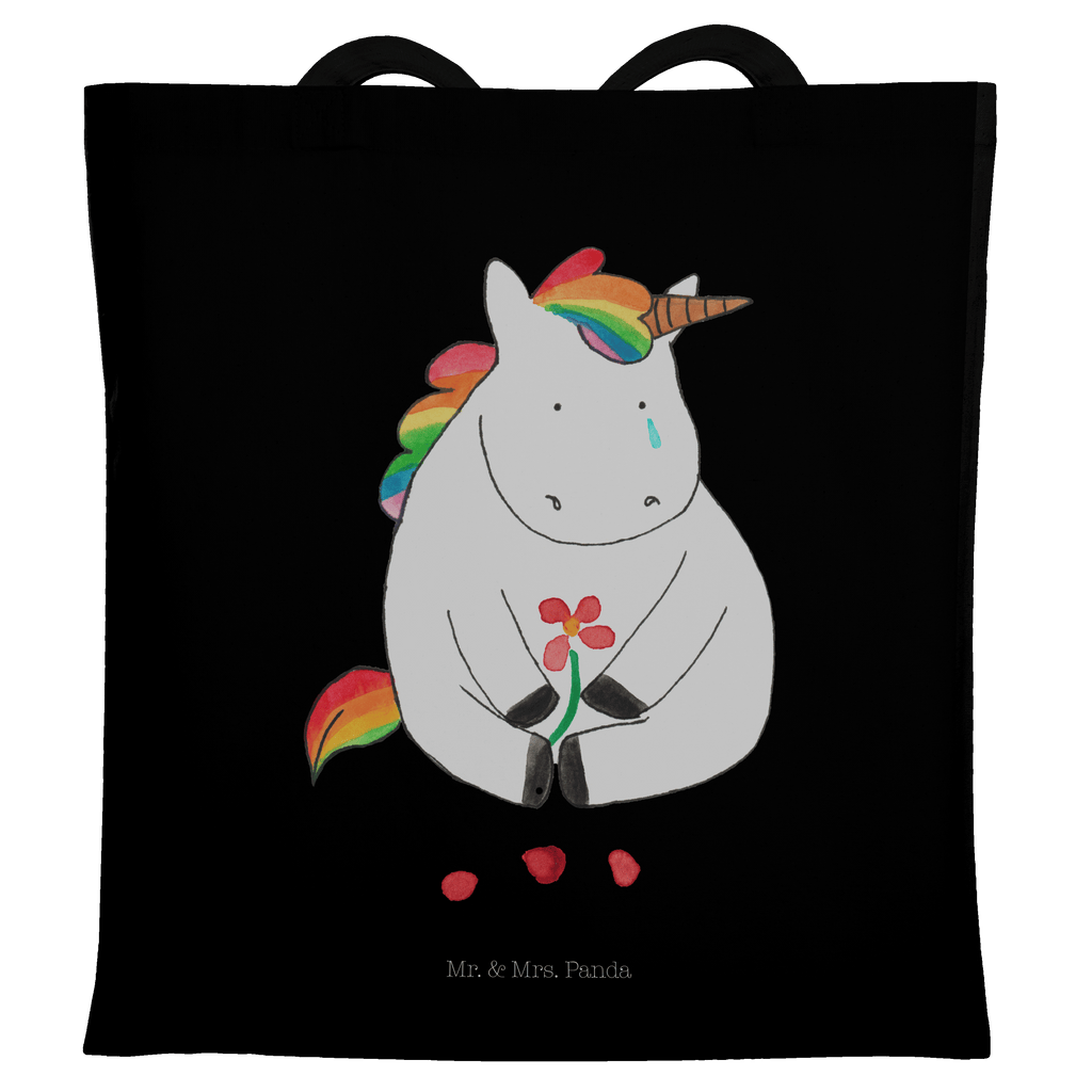 Tragetasche Einhorn Traurig Beuteltasche, Beutel, Einkaufstasche, Jutebeutel, Stoffbeutel, Einhorn, Einhörner, Einhorn Deko, Pegasus, Unicorn, Glitzer, Trösten. Freundschaft, Freunde, Liebe, Trauer, Grußkarte, Blume