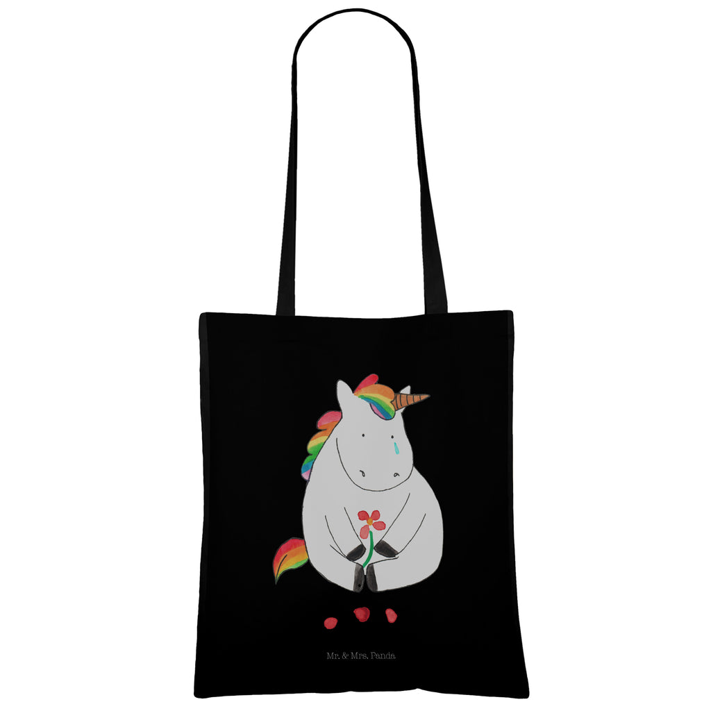 Tragetasche Einhorn Traurig Beuteltasche, Beutel, Einkaufstasche, Jutebeutel, Stoffbeutel, Einhorn, Einhörner, Einhorn Deko, Pegasus, Unicorn, Glitzer, Trösten. Freundschaft, Freunde, Liebe, Trauer, Grußkarte, Blume