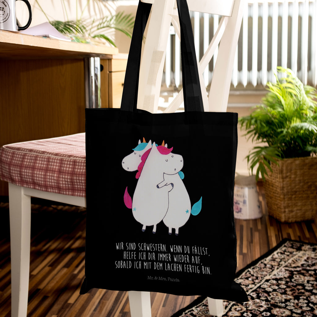 Tragetasche Einhörner Umarmen Beuteltasche, Beutel, Einkaufstasche, Jutebeutel, Stoffbeutel, Einhorn, Einhörner, Einhorn Deko, Pegasus, Unicorn, Freundinnen, Freundin, BFF, Schwester, Schwestern, Familie, Geschwister, Sister, Liebe