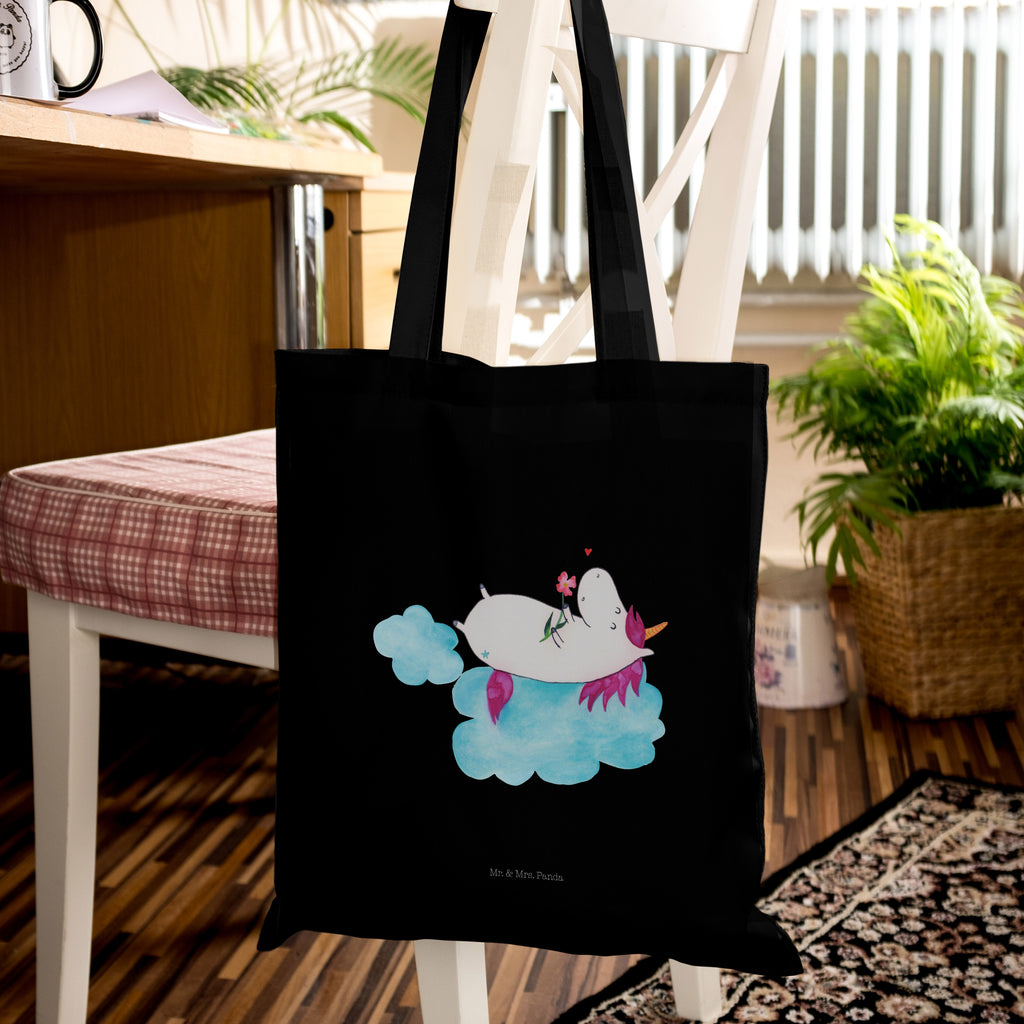 Tragetasche Einhorn verliebt auf Wolke Beuteltasche, Beutel, Einkaufstasche, Jutebeutel, Stoffbeutel, Einhorn, Einhörner, Einhorn Deko, Pegasus, Unicorn, verliebt, Liebe, Liebesbeweis, Freundin, Wolke