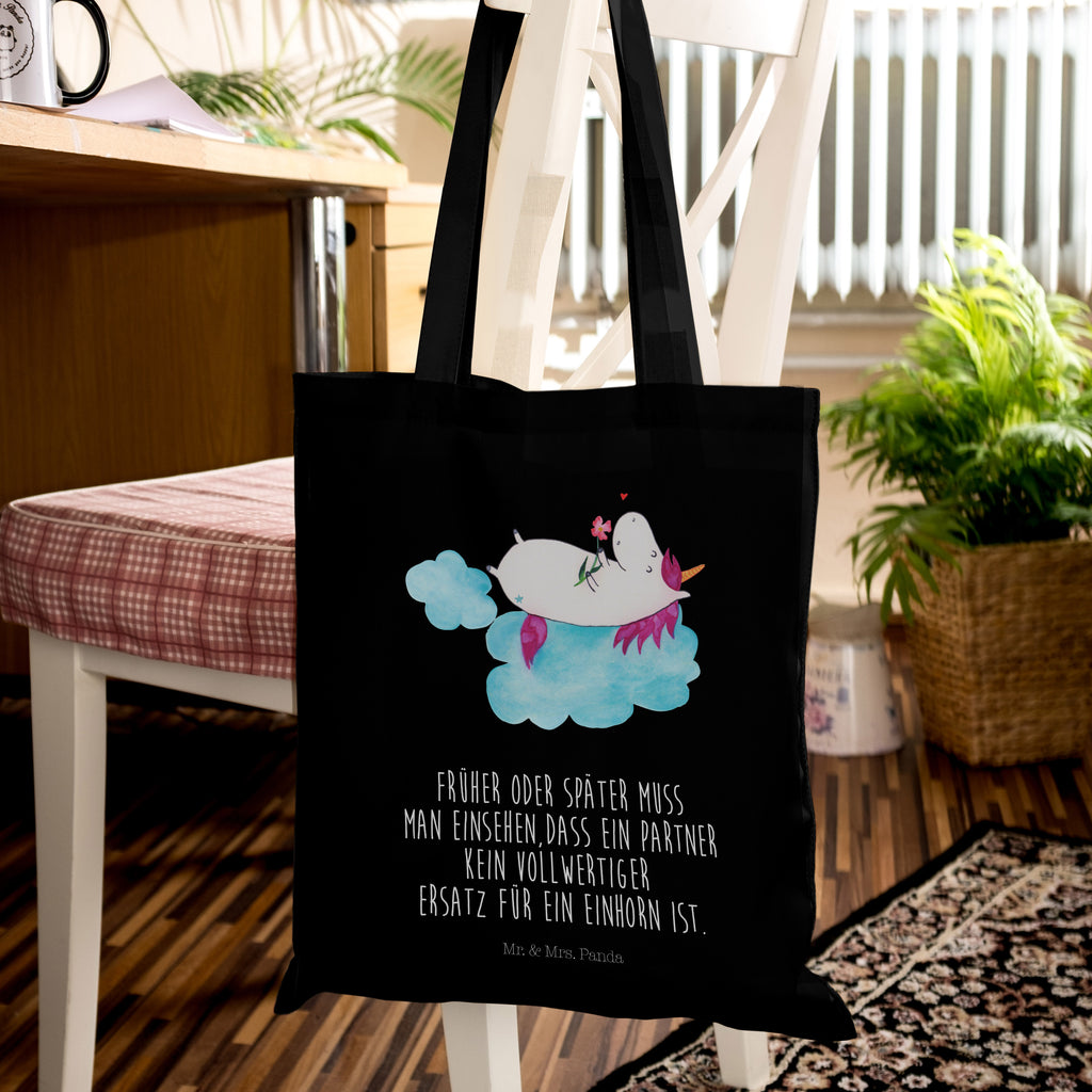 Tragetasche Einhorn verliebt auf Wolke Beuteltasche, Beutel, Einkaufstasche, Jutebeutel, Stoffbeutel, Einhorn, Einhörner, Einhorn Deko, Pegasus, Unicorn, verliebt, Liebe, Liebesbeweis, Freundin, Wolke