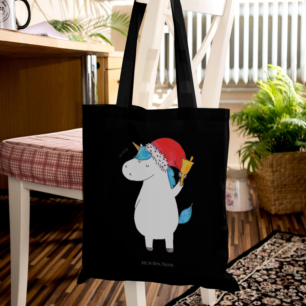 Tragetasche Einhorn Weihnachtsmann Beuteltasche, Beutel, Einkaufstasche, Jutebeutel, Stoffbeutel, Einhorn, Einhörner, Einhorn Deko, Pegasus, Unicorn, Gin, Schokolade, Schoki, Weihnachten, Weihnachtsmann, Nikolaus, Wunschzettel, Wunschliste, Feenstaub