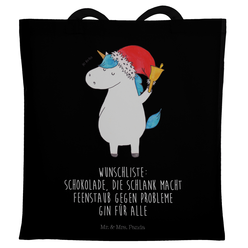 Tragetasche Einhorn Weihnachtsmann Beuteltasche, Beutel, Einkaufstasche, Jutebeutel, Stoffbeutel, Einhorn, Einhörner, Einhorn Deko, Pegasus, Unicorn, Gin, Schokolade, Schoki, Weihnachten, Weihnachtsmann, Nikolaus, Wunschzettel, Wunschliste, Feenstaub