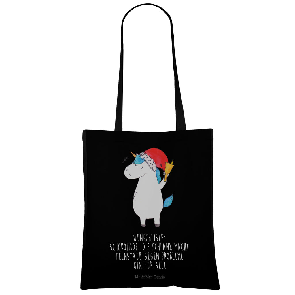 Tragetasche Einhorn Weihnachtsmann Beuteltasche, Beutel, Einkaufstasche, Jutebeutel, Stoffbeutel, Einhorn, Einhörner, Einhorn Deko, Pegasus, Unicorn, Gin, Schokolade, Schoki, Weihnachten, Weihnachtsmann, Nikolaus, Wunschzettel, Wunschliste, Feenstaub