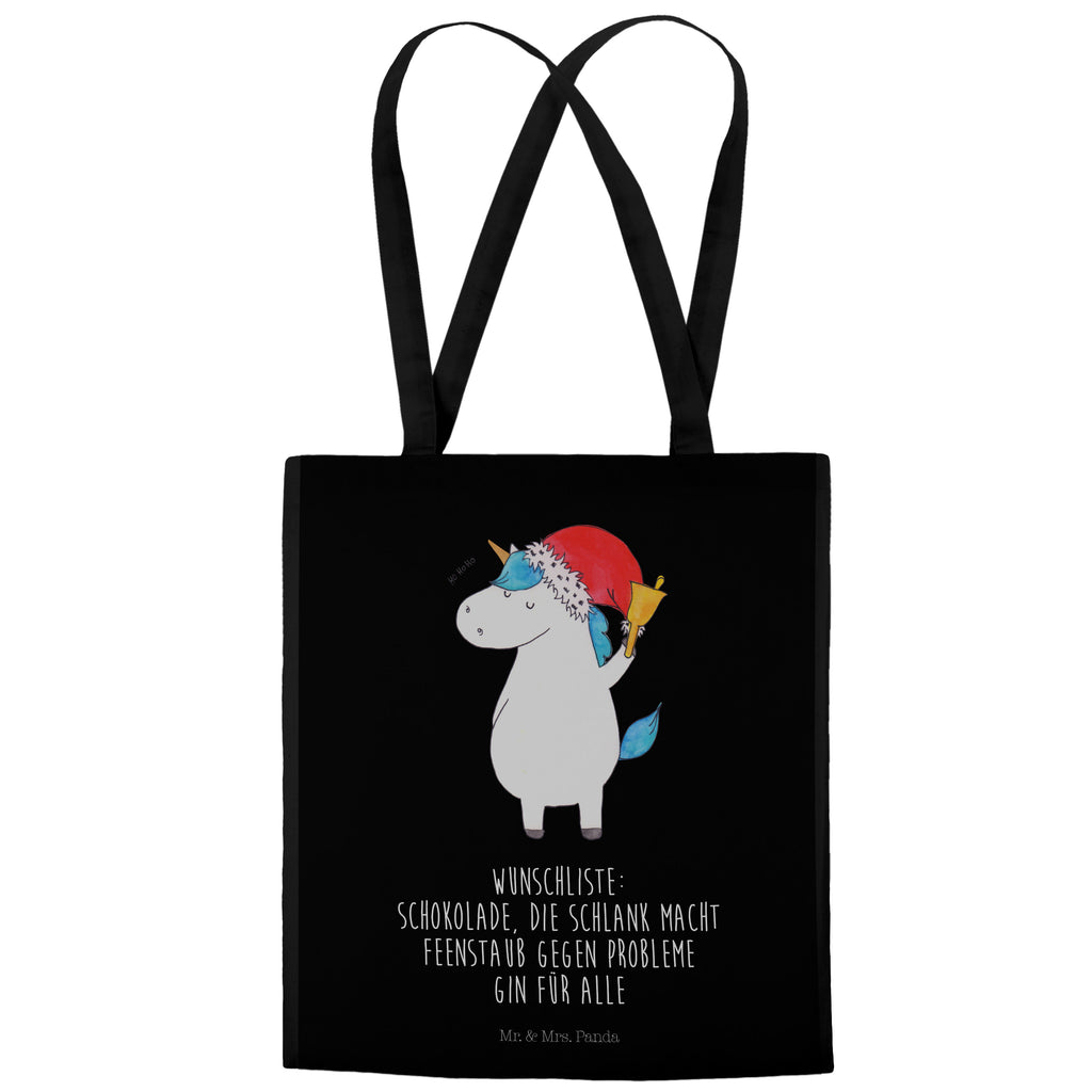 Tragetasche Einhorn Weihnachtsmann Beuteltasche, Beutel, Einkaufstasche, Jutebeutel, Stoffbeutel, Einhorn, Einhörner, Einhorn Deko, Pegasus, Unicorn, Gin, Schokolade, Schoki, Weihnachten, Weihnachtsmann, Nikolaus, Wunschzettel, Wunschliste, Feenstaub