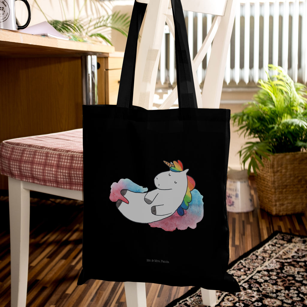 Tragetasche Einhorn Wolke 7 Beuteltasche, Beutel, Einkaufstasche, Jutebeutel, Stoffbeutel, Einhorn, Einhörner, Einhorn Deko, Pegasus, Unicorn, verliebt, Menschen, witzig, lustig, Geschenk, Glaube, Realität, Lächeln