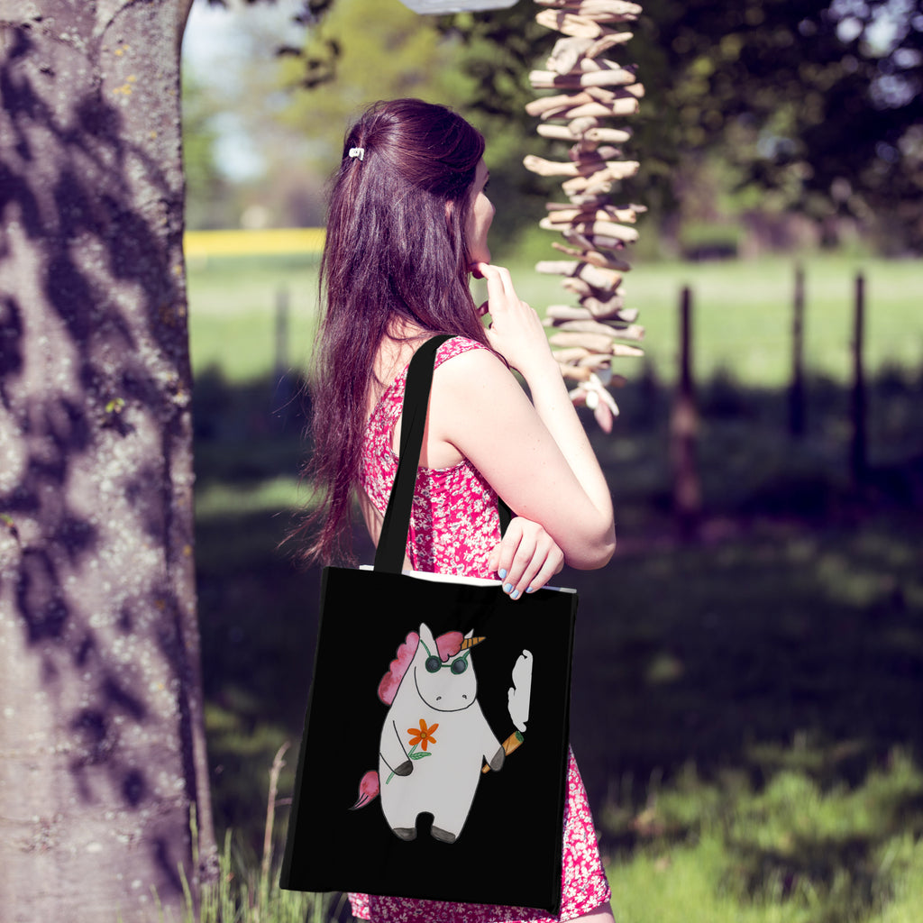 Tragetasche Einhorn Woodstock Beuteltasche, Beutel, Einkaufstasche, Jutebeutel, Stoffbeutel, Einhorn, Einhörner, Einhorn Deko, Pegasus, Unicorn, Kiffen, Joint, Zigarette, Alkohol, Party, Spaß. lustig, witzig, Woodstock