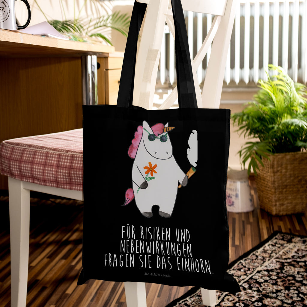 Tragetasche Einhorn Woodstock Beuteltasche, Beutel, Einkaufstasche, Jutebeutel, Stoffbeutel, Einhorn, Einhörner, Einhorn Deko, Pegasus, Unicorn, Kiffen, Joint, Zigarette, Alkohol, Party, Spaß. lustig, witzig, Woodstock