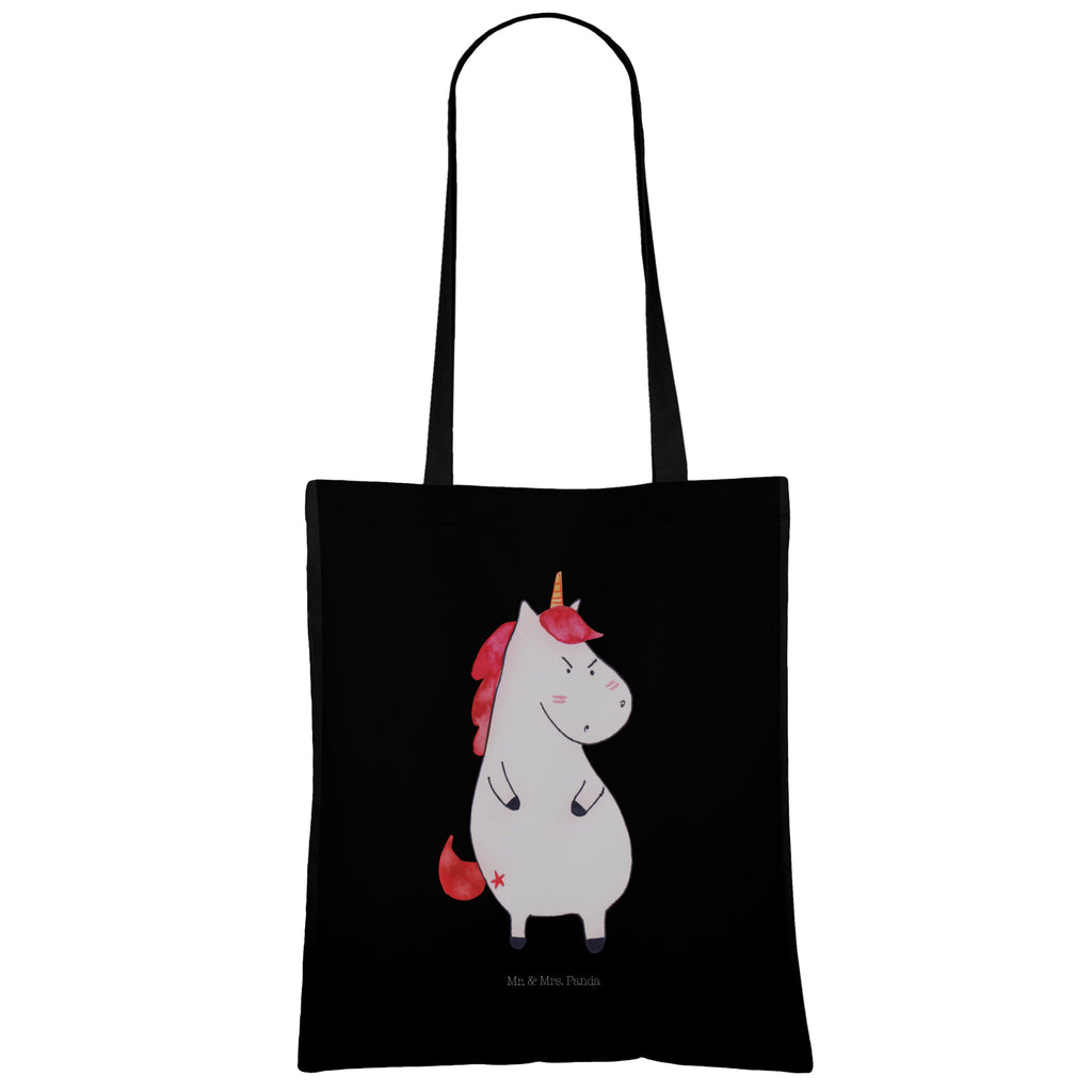 Tragetasche Einhorn wütend Beuteltasche, Beutel, Einkaufstasche, Jutebeutel, Stoffbeutel, Einhorn, Einhörner, Einhorn Deko, Pegasus, Unicorn, Realität, Ansage, lustlos, nein, Büro, Arbeit, wütend, dumme Fragen, lustig, Spaß, Geschenk