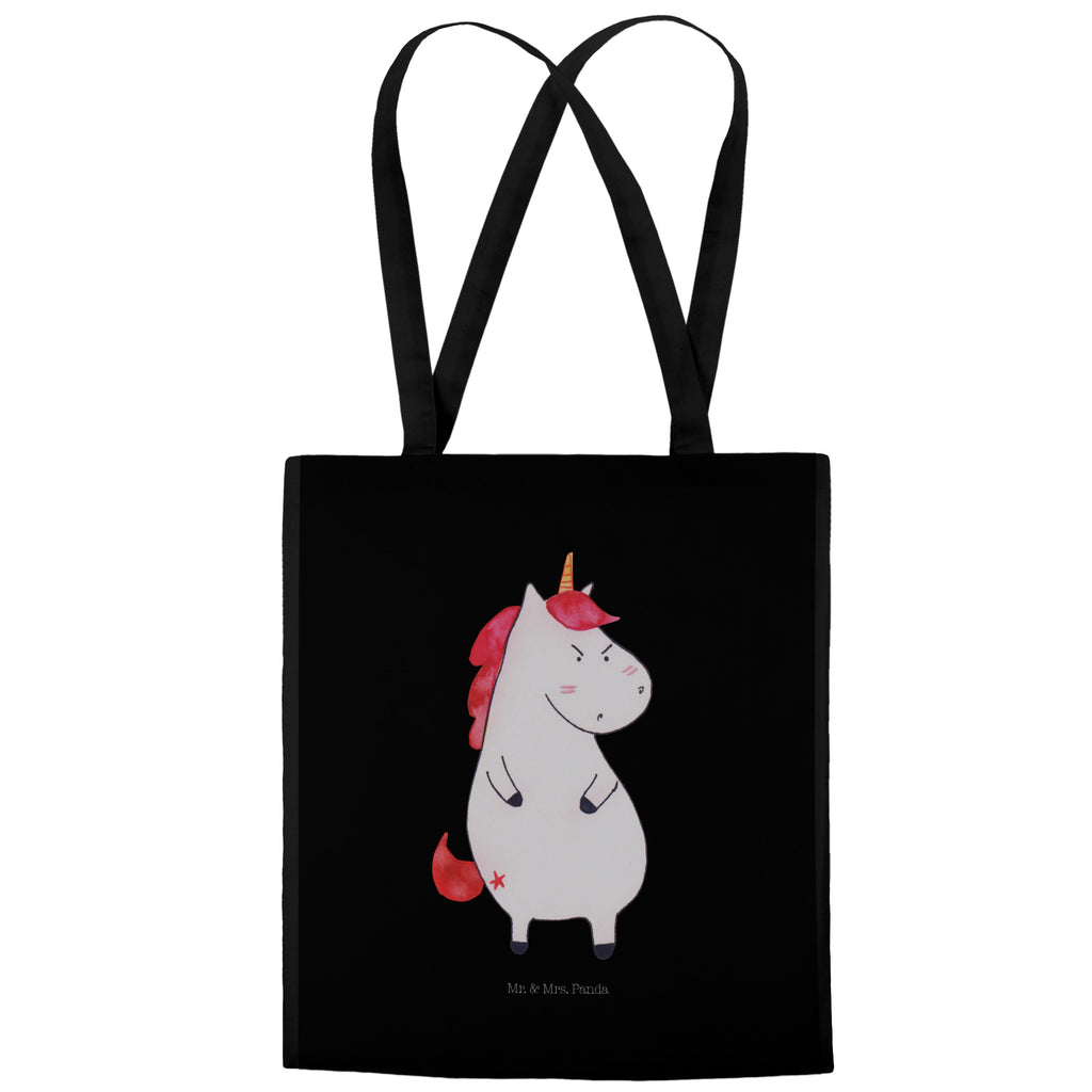 Tragetasche Einhorn wütend Beuteltasche, Beutel, Einkaufstasche, Jutebeutel, Stoffbeutel, Einhorn, Einhörner, Einhorn Deko, Pegasus, Unicorn, Realität, Ansage, lustlos, nein, Büro, Arbeit, wütend, dumme Fragen, lustig, Spaß, Geschenk
