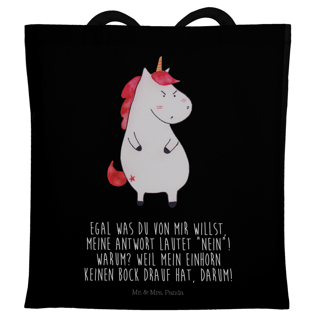 Tragetasche Einhorn wütend Beuteltasche, Beutel, Einkaufstasche, Jutebeutel, Stoffbeutel, Einhorn, Einhörner, Einhorn Deko, Pegasus, Unicorn, Realität, Ansage, lustlos, nein, Büro, Arbeit, wütend, dumme Fragen, lustig, Spaß, Geschenk