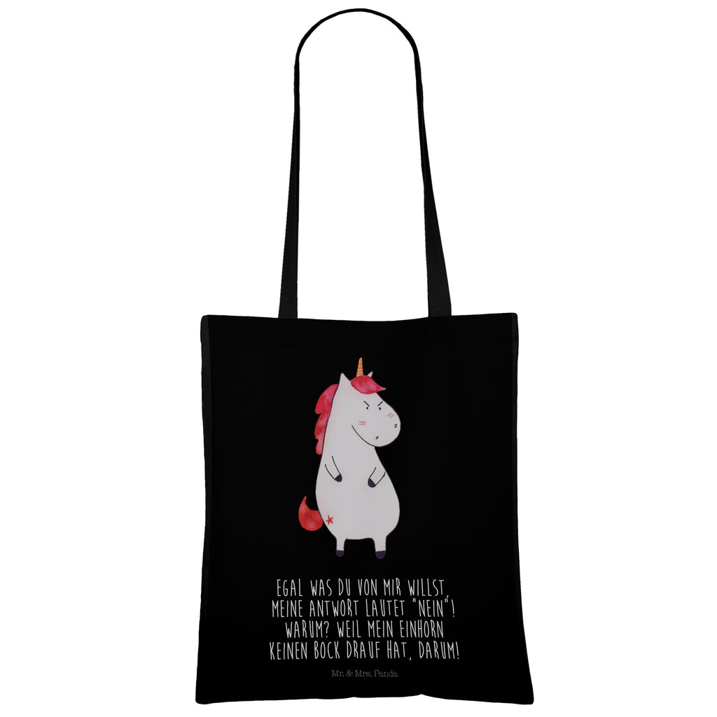 Tragetasche Einhorn wütend Beuteltasche, Beutel, Einkaufstasche, Jutebeutel, Stoffbeutel, Einhorn, Einhörner, Einhorn Deko, Pegasus, Unicorn, Realität, Ansage, lustlos, nein, Büro, Arbeit, wütend, dumme Fragen, lustig, Spaß, Geschenk