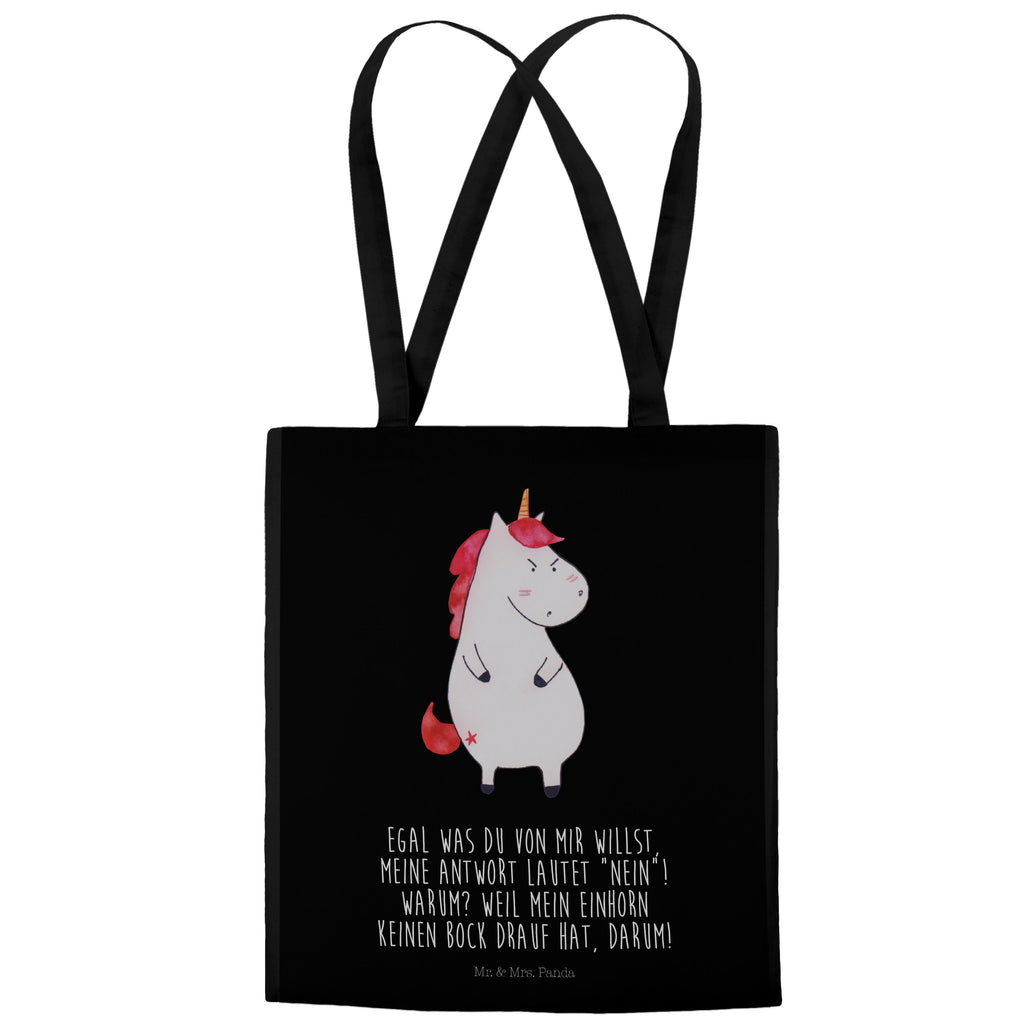 Tragetasche Einhorn wütend Beuteltasche, Beutel, Einkaufstasche, Jutebeutel, Stoffbeutel, Einhorn, Einhörner, Einhorn Deko, Pegasus, Unicorn, Realität, Ansage, lustlos, nein, Büro, Arbeit, wütend, dumme Fragen, lustig, Spaß, Geschenk