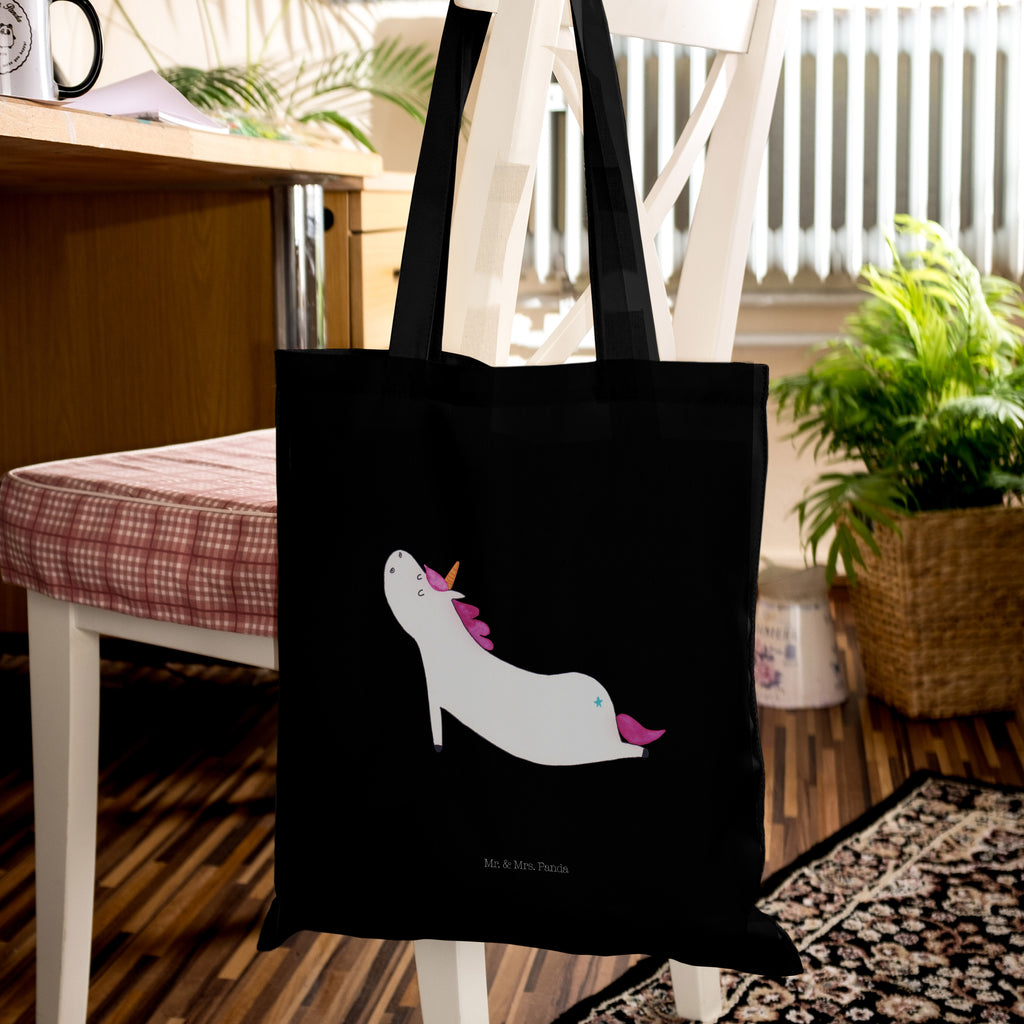Tragetasche Einhorn Yoga Beuteltasche, Beutel, Einkaufstasche, Jutebeutel, Stoffbeutel, Einhorn, Einhörner, Einhorn Deko, Pegasus, Unicorn, Yoga, Namaste, Achtsamkeit, Entspannung, Joga, Yogamatte, Sport, lustig, witzig, süß