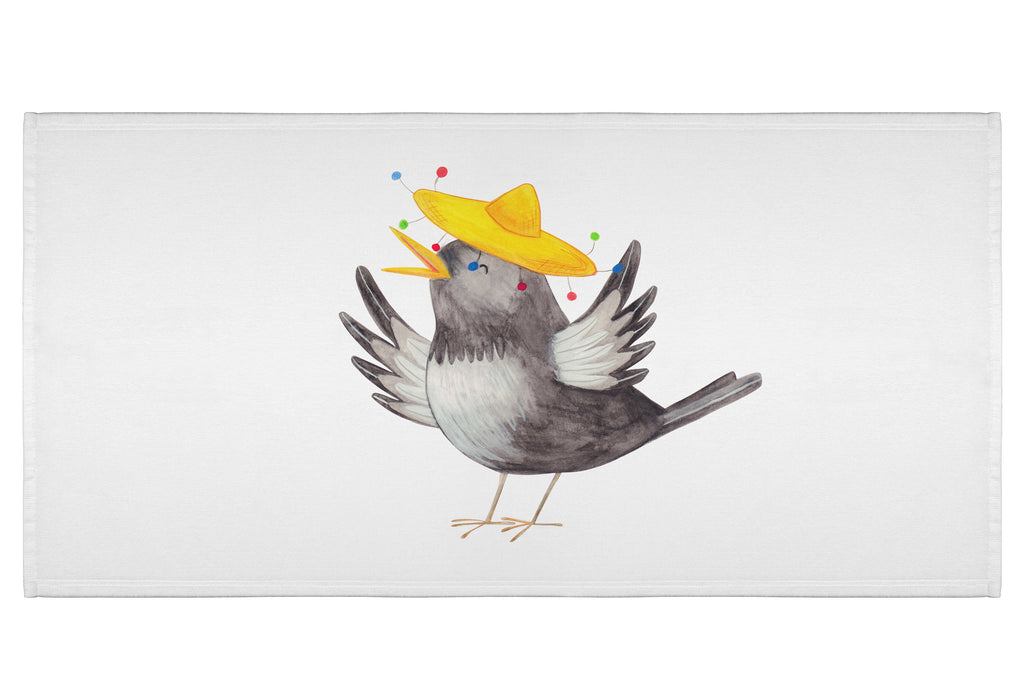 50 x 100 Handtuch Rabe mit Sombrero Handtuch, Badehandtuch, Badezimmer, Handtücher, groß, Kinder, Baby, Tiermotive, Gute Laune, lustige Sprüche, Tiere, Rabe, Vogel, Vögel, Spruch positiv, fröhlich sein, glücklich sein, Glück Spruch, froh, Elster, Motivation