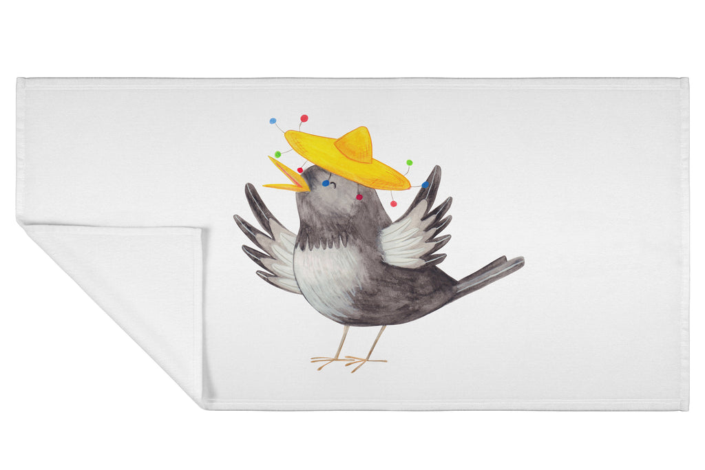 50 x 100 Handtuch Rabe mit Sombrero Handtuch, Badehandtuch, Badezimmer, Handtücher, groß, Kinder, Baby, Tiermotive, Gute Laune, lustige Sprüche, Tiere, Rabe, Vogel, Vögel, Spruch positiv, fröhlich sein, glücklich sein, Glück Spruch, froh, Elster, Motivation