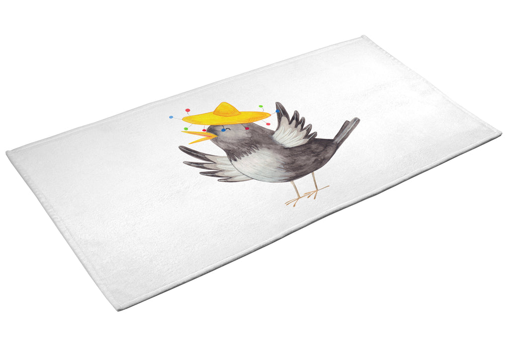50 x 100 Handtuch Rabe mit Sombrero Handtuch, Badehandtuch, Badezimmer, Handtücher, groß, Kinder, Baby, Tiermotive, Gute Laune, lustige Sprüche, Tiere, Rabe, Vogel, Vögel, Spruch positiv, fröhlich sein, glücklich sein, Glück Spruch, froh, Elster, Motivation