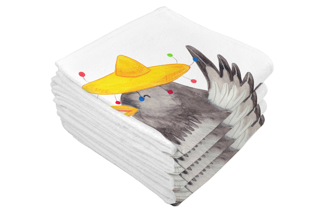 50 x 100 Handtuch Rabe mit Sombrero Handtuch, Badehandtuch, Badezimmer, Handtücher, groß, Kinder, Baby, Tiermotive, Gute Laune, lustige Sprüche, Tiere, Rabe, Vogel, Vögel, Spruch positiv, fröhlich sein, glücklich sein, Glück Spruch, froh, Elster, Motivation