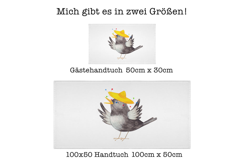 50 x 100 Handtuch Rabe mit Sombrero Handtuch, Badehandtuch, Badezimmer, Handtücher, groß, Kinder, Baby, Tiermotive, Gute Laune, lustige Sprüche, Tiere, Rabe, Vogel, Vögel, Spruch positiv, fröhlich sein, glücklich sein, Glück Spruch, froh, Elster, Motivation
