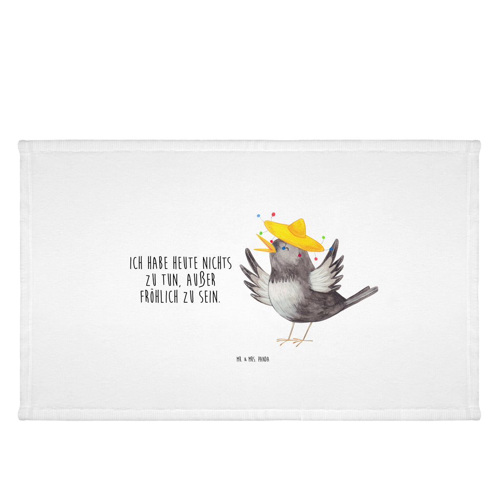 50 x 100 Handtuch Rabe mit Sombrero Handtuch, Badehandtuch, Badezimmer, Handtücher, groß, Kinder, Baby, Tiermotive, Gute Laune, lustige Sprüche, Tiere, Rabe, Vogel, Vögel, Spruch positiv, fröhlich sein, glücklich sein, Glück Spruch, froh, Elster, Motivation