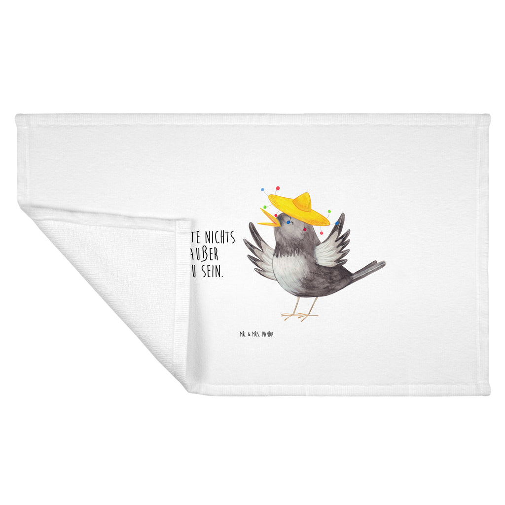 50 x 100 Handtuch Rabe mit Sombrero Handtuch, Badehandtuch, Badezimmer, Handtücher, groß, Kinder, Baby, Tiermotive, Gute Laune, lustige Sprüche, Tiere, Rabe, Vogel, Vögel, Spruch positiv, fröhlich sein, glücklich sein, Glück Spruch, froh, Elster, Motivation