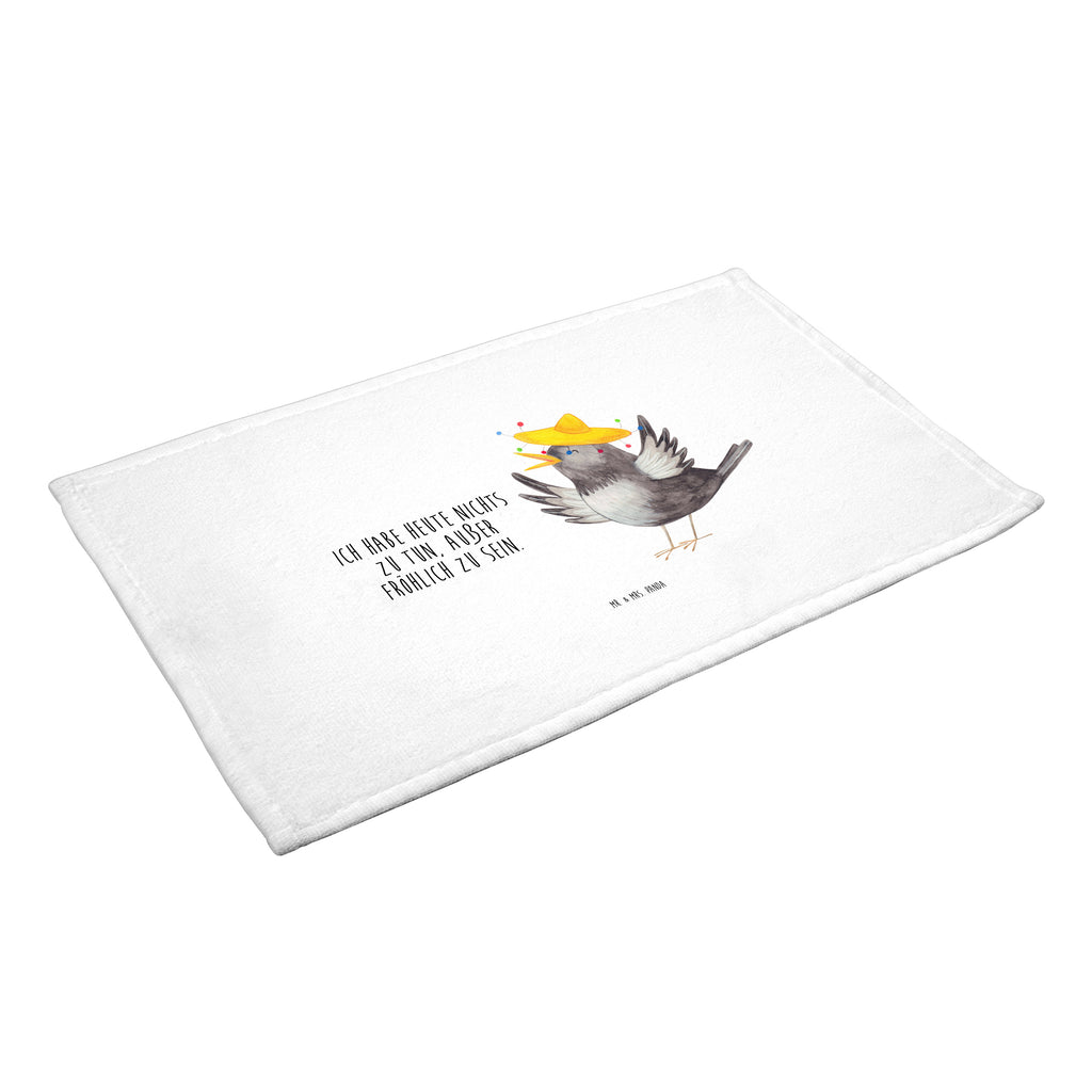 50 x 100 Handtuch Rabe mit Sombrero Handtuch, Badehandtuch, Badezimmer, Handtücher, groß, Kinder, Baby, Tiermotive, Gute Laune, lustige Sprüche, Tiere, Rabe, Vogel, Vögel, Spruch positiv, fröhlich sein, glücklich sein, Glück Spruch, froh, Elster, Motivation