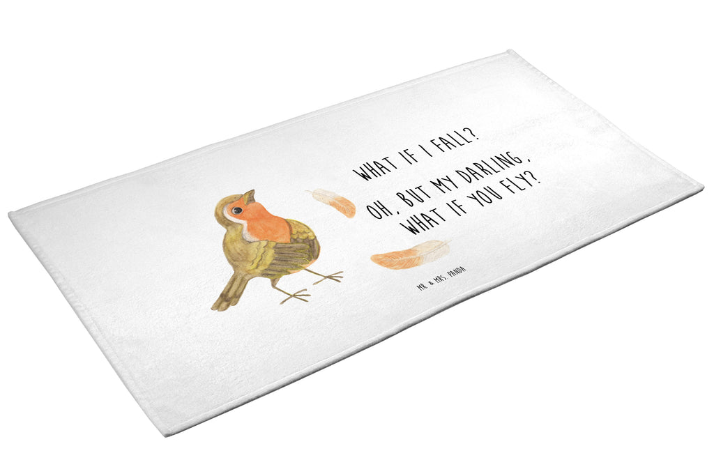 50 x 100 Handtuch Rotkehlchen mit Federn Handtuch, Badehandtuch, Badezimmer, Handtücher, groß, Kinder, Baby, Tiermotive, Gute Laune, lustige Sprüche, Tiere, What if i fall, Rotkehlchen, Spruch Motivation, Spruch Mut, Vogel, Motivation Sprüche, Motivationsbilder, fliegen