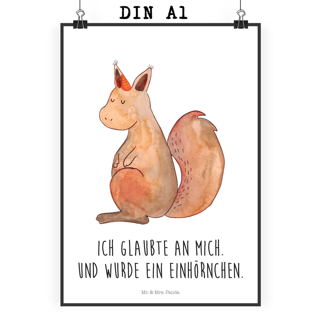 Poster Einhörnchen Glaube Poster, Wandposter, Bild, Wanddeko, Küchenposter, Kinderposter, Wanddeko Bild, Raumdekoration, Wanddekoration, Handgemaltes Poster, Mr. & Mrs. Panda Poster, Designposter, Kunstdruck, Posterdruck, Einhorn, Einhörner, Einhorn Deko, Pegasus, Unicorn, Einhörnchen, Eichhörnchen, Eichhorn