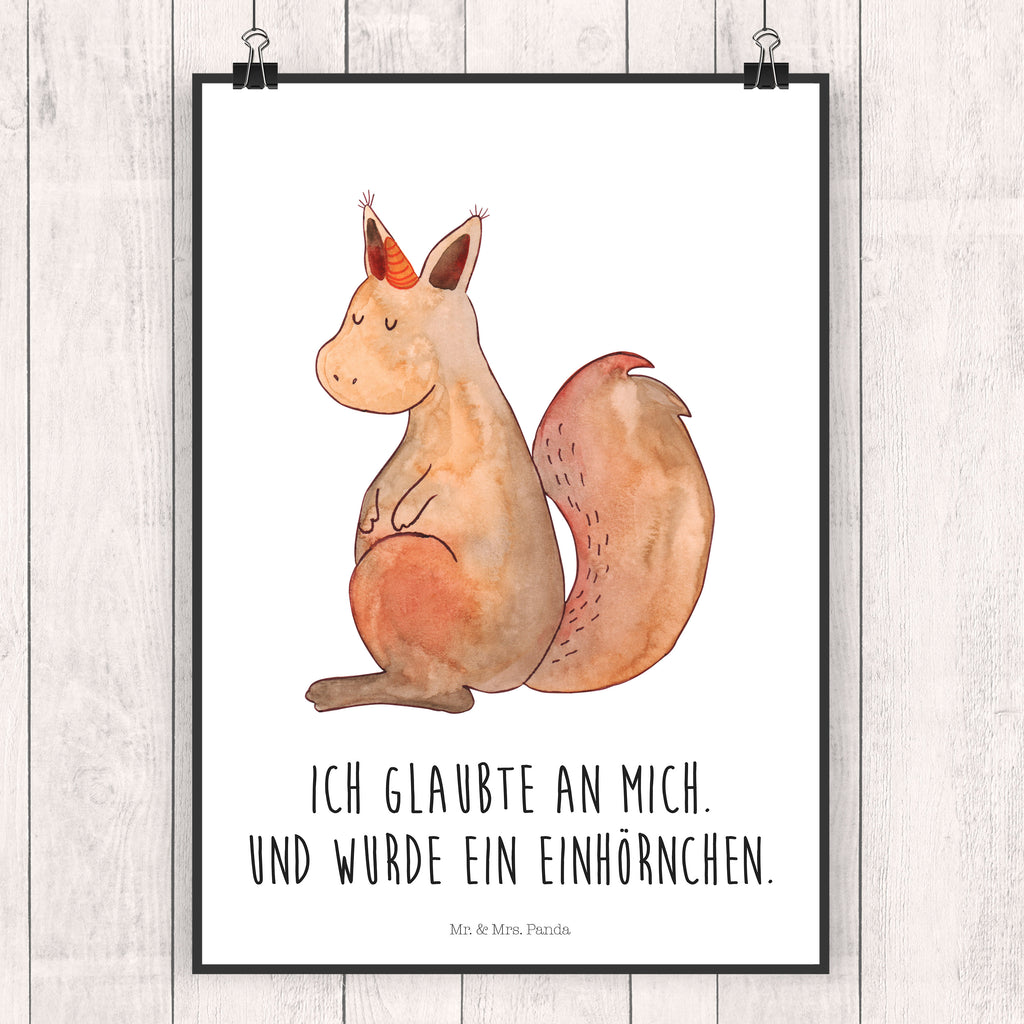 Poster Einhörnchen Glaube Poster, Wandposter, Bild, Wanddeko, Küchenposter, Kinderposter, Wanddeko Bild, Raumdekoration, Wanddekoration, Handgemaltes Poster, Mr. & Mrs. Panda Poster, Designposter, Kunstdruck, Posterdruck, Einhorn, Einhörner, Einhorn Deko, Pegasus, Unicorn, Einhörnchen, Eichhörnchen, Eichhorn