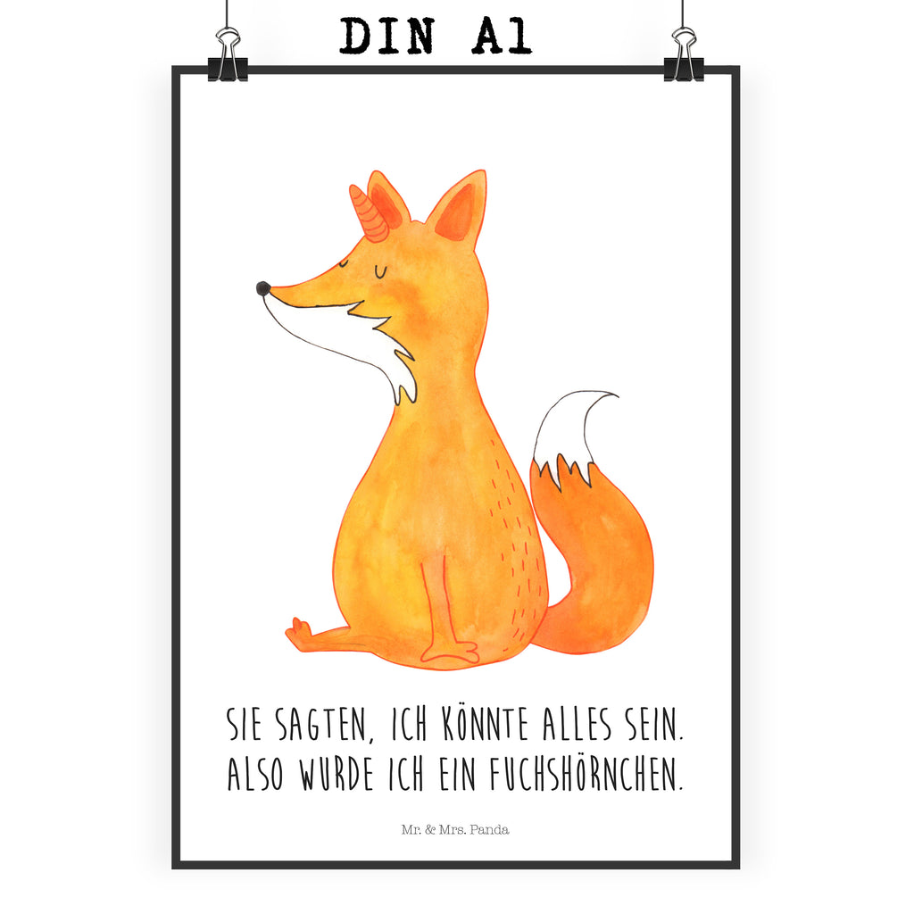 Poster Fuchshörnchen Poster, Wandposter, Bild, Wanddeko, Küchenposter, Kinderposter, Wanddeko Bild, Raumdekoration, Wanddekoration, Handgemaltes Poster, Mr. & Mrs. Panda Poster, Designposter, Kunstdruck, Posterdruck, Einhorn, Einhörner, Einhorn Deko, Pegasus, Unicorn, Fuchs, Unicorns, Fuchshörnchen, Fuchshorn, Foxycorn, Füchse
