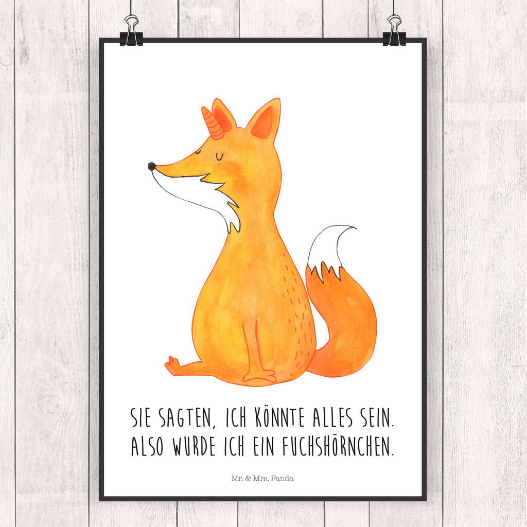 Poster Fuchshörnchen Poster, Wandposter, Bild, Wanddeko, Küchenposter, Kinderposter, Wanddeko Bild, Raumdekoration, Wanddekoration, Handgemaltes Poster, Mr. & Mrs. Panda Poster, Designposter, Kunstdruck, Posterdruck, Einhorn, Einhörner, Einhorn Deko, Pegasus, Unicorn, Fuchs, Unicorns, Fuchshörnchen, Fuchshorn, Foxycorn, Füchse