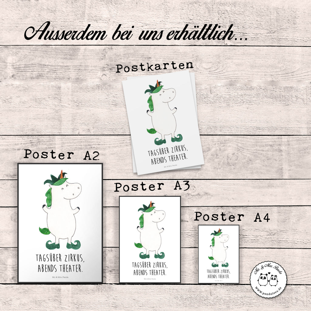 Poster Einhorn Joker Poster, Wandposter, Bild, Wanddeko, Küchenposter, Kinderposter, Wanddeko Bild, Raumdekoration, Wanddekoration, Handgemaltes Poster, Mr. & Mrs. Panda Poster, Designposter, Kunstdruck, Posterdruck, Einhorn, Einhörner, Einhorn Deko, Pegasus, Unicorn, Hofnarr, Kasper, Gaukler, Mittelalter