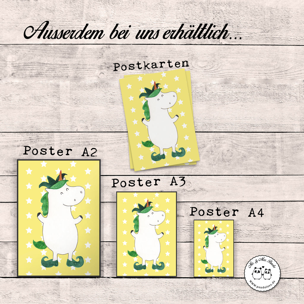Poster Einhorn Joker Poster, Wandposter, Bild, Wanddeko, Küchenposter, Kinderposter, Wanddeko Bild, Raumdekoration, Wanddekoration, Handgemaltes Poster, Mr. & Mrs. Panda Poster, Designposter, Kunstdruck, Posterdruck, Einhorn, Einhörner, Einhorn Deko, Pegasus, Unicorn, Hofnarr, Kasper, Gaukler, Mittelalter