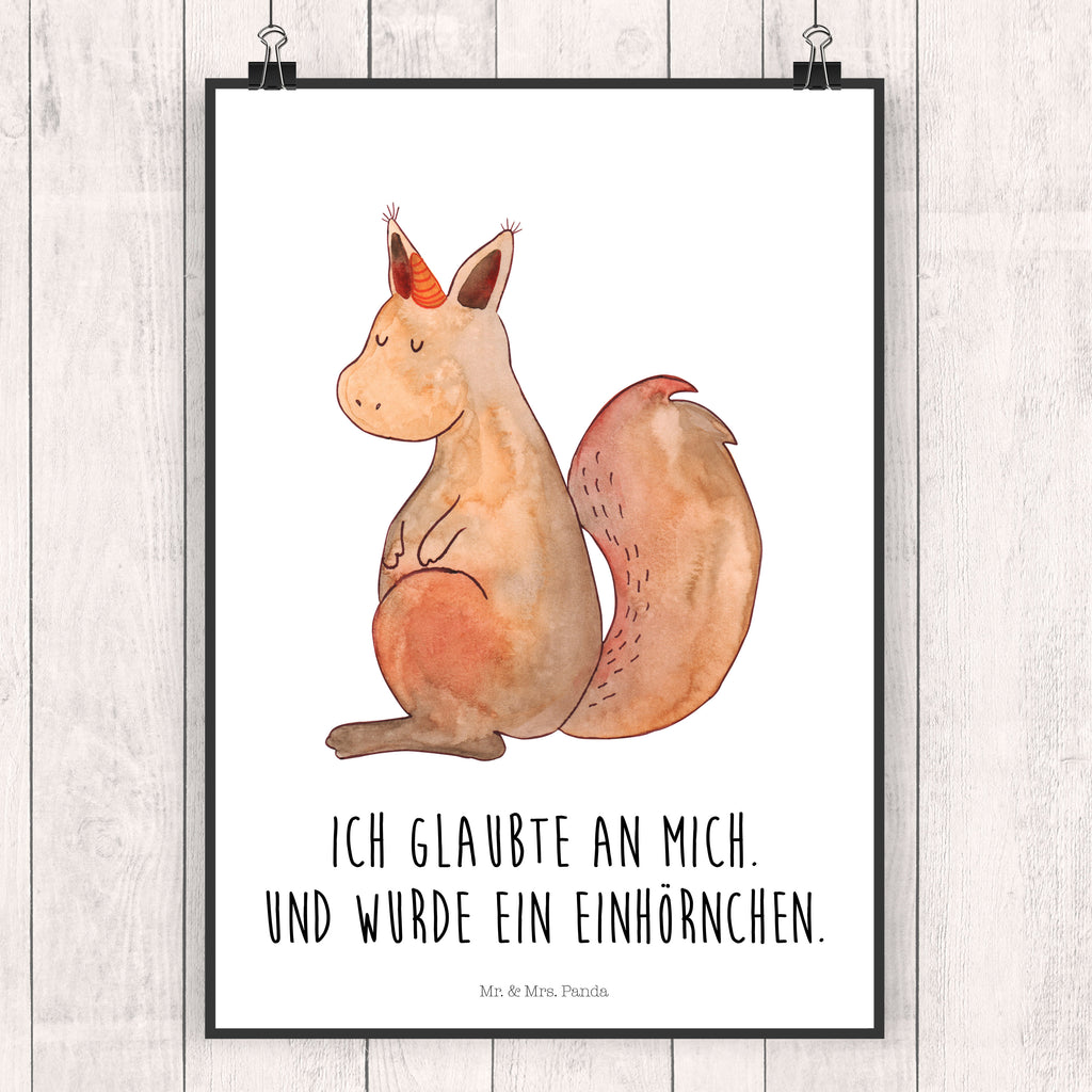 Poster Einhörnchen Glaube Poster, Wandposter, Bild, Wanddeko, Küchenposter, Kinderposter, Wanddeko Bild, Raumdekoration, Wanddekoration, Handgemaltes Poster, Mr. & Mrs. Panda Poster, Designposter, Kunstdruck, Posterdruck, Einhorn, Einhörner, Einhorn Deko, Pegasus, Unicorn, Einhörnchen, Eichhörnchen, Eichhorn