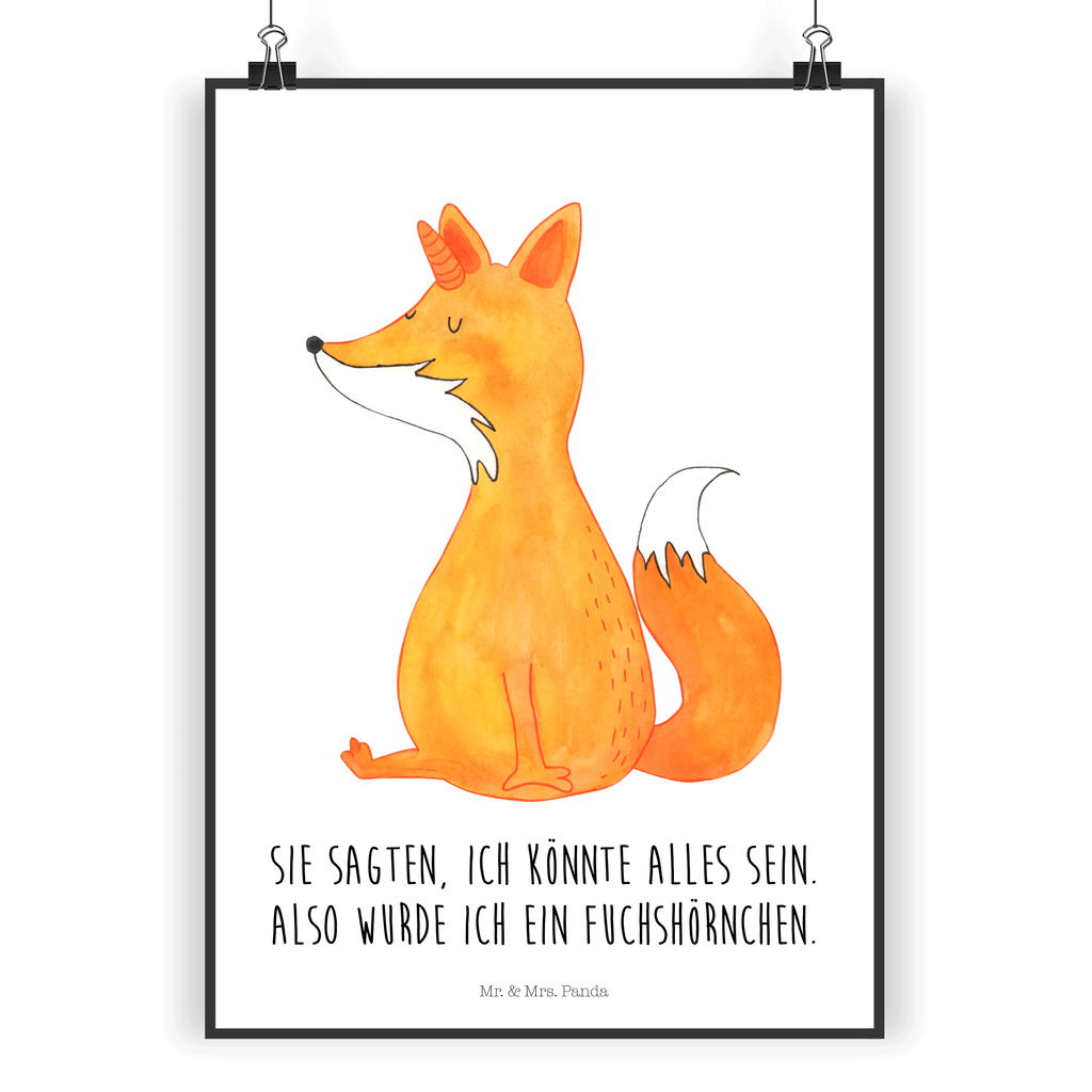 Poster Fuchshörnchen Wunsch Poster, Wandposter, Bild, Wanddeko, Küchenposter, Kinderposter, Wanddeko Bild, Raumdekoration, Wanddekoration, Handgemaltes Poster, Mr. & Mrs. Panda Poster, Designposter, Kunstdruck, Posterdruck, Einhorn, Einhörner, Einhorn Deko, Pegasus, Unicorn, Fuchs, Unicorns, Fuchshörnchen, Fuchshorn, Foxycorn, Füchse