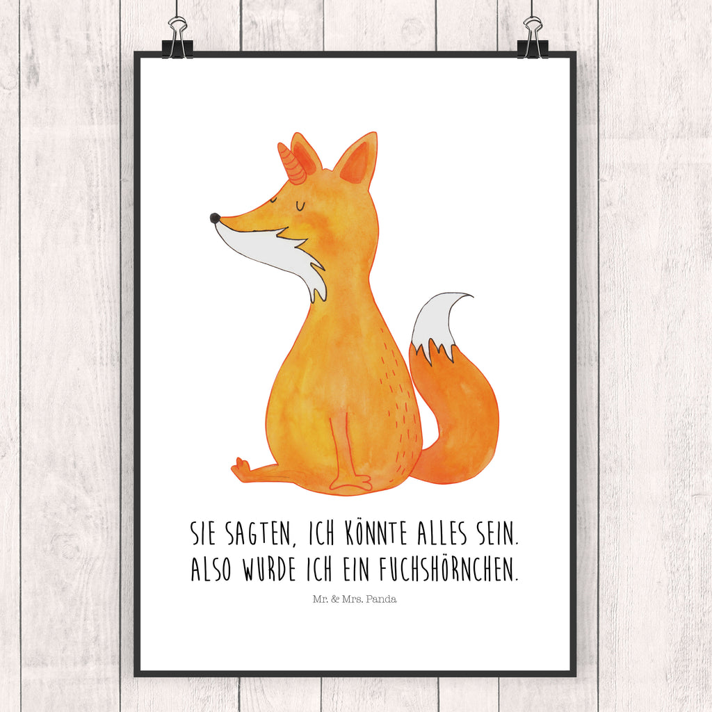 Poster Fuchshörnchen Poster, Wandposter, Bild, Wanddeko, Küchenposter, Kinderposter, Wanddeko Bild, Raumdekoration, Wanddekoration, Handgemaltes Poster, Mr. & Mrs. Panda Poster, Designposter, Kunstdruck, Posterdruck, Einhorn, Einhörner, Einhorn Deko, Pegasus, Unicorn, Fuchs, Unicorns, Fuchshörnchen, Fuchshorn, Foxycorn, Füchse