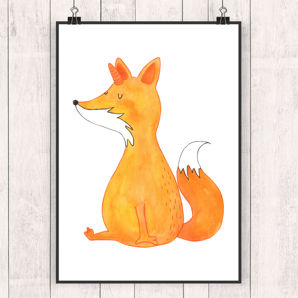 Poster Fuchshörnchen Wunsch Poster, Wandposter, Bild, Wanddeko, Küchenposter, Kinderposter, Wanddeko Bild, Raumdekoration, Wanddekoration, Handgemaltes Poster, Mr. & Mrs. Panda Poster, Designposter, Kunstdruck, Posterdruck, Einhorn, Einhörner, Einhorn Deko, Pegasus, Unicorn, Fuchs, Unicorns, Fuchshörnchen, Fuchshorn, Foxycorn, Füchse