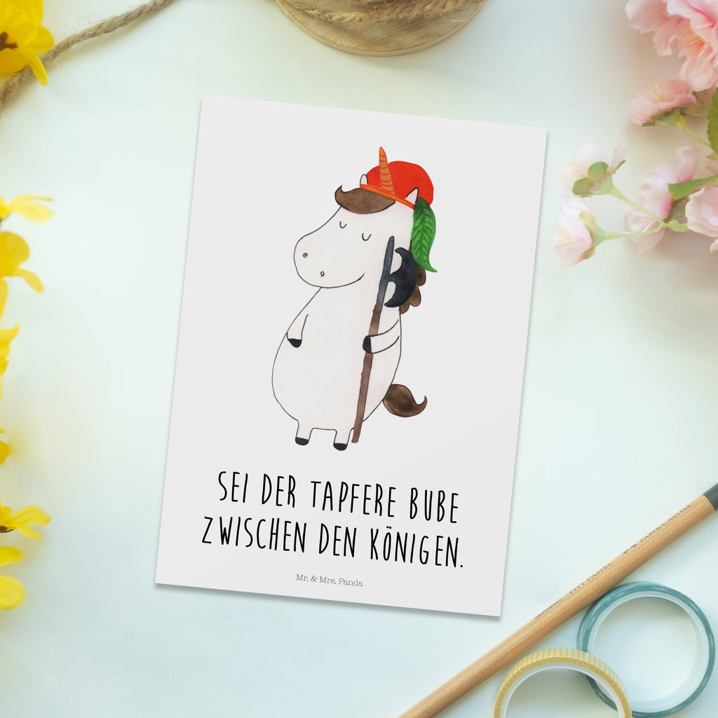 Postkarte Einhorn Bube Geschenkkarte, Grußkarte, Karte, Einladung, Ansichtskarte, Geburtstagskarte, Einladungskarte, Einhorn, Einhörner, Einhorn Deko, Pegasus, Unicorn, Bube, Mittelalter