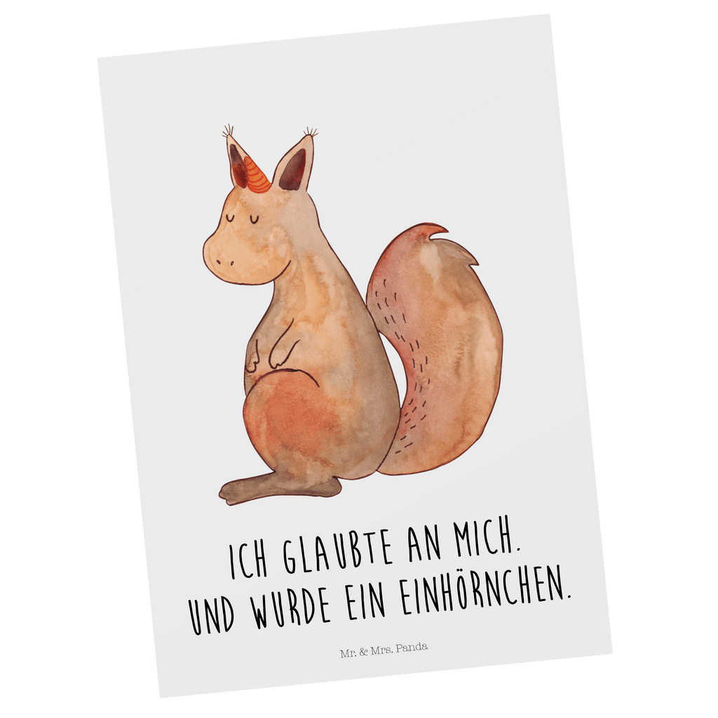 Postkarte Einhörnchen Glaube Geschenkkarte, Grußkarte, Karte, Einladung, Ansichtskarte, Geburtstagskarte, Einladungskarte, Einhorn, Einhörner, Einhorn Deko, Pegasus, Unicorn, Einhörnchen, Eichhörnchen, Eichhorn