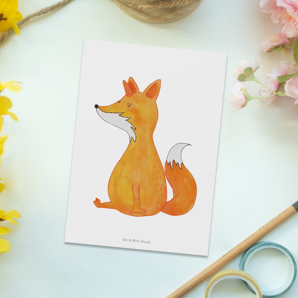 Postkarte Fuchshörnchen Geschenkkarte, Grußkarte, Karte, Einladung, Ansichtskarte, Geburtstagskarte, Einladungskarte, Einhorn, Einhörner, Einhorn Deko, Pegasus, Unicorn, Fuchs, Unicorns, Fuchshörnchen, Fuchshorn, Foxycorn, Füchse