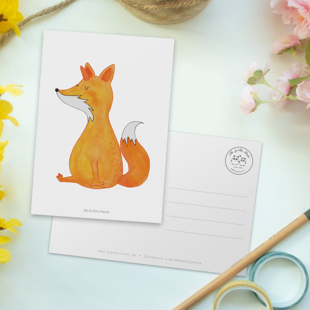 Postkarte Fuchshörnchen Geschenkkarte, Grußkarte, Karte, Einladung, Ansichtskarte, Geburtstagskarte, Einladungskarte, Einhorn, Einhörner, Einhorn Deko, Pegasus, Unicorn, Fuchs, Unicorns, Fuchshörnchen, Fuchshorn, Foxycorn, Füchse