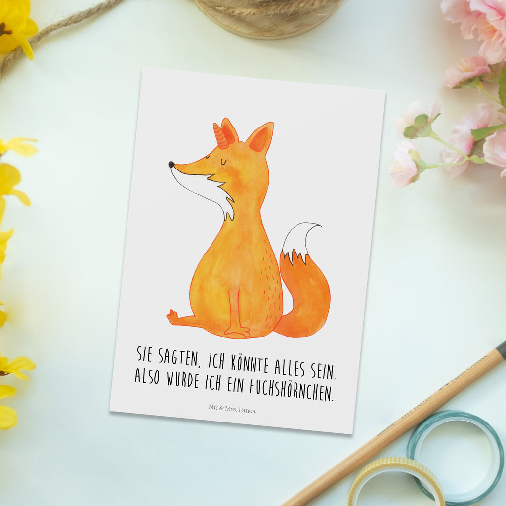 Postkarte Fuchshörnchen Wunsch Geschenkkarte, Grußkarte, Karte, Einladung, Ansichtskarte, Geburtstagskarte, Einladungskarte, Einhorn, Einhörner, Einhorn Deko, Pegasus, Unicorn, Fuchs, Unicorns, Fuchshörnchen, Fuchshorn, Foxycorn, Füchse