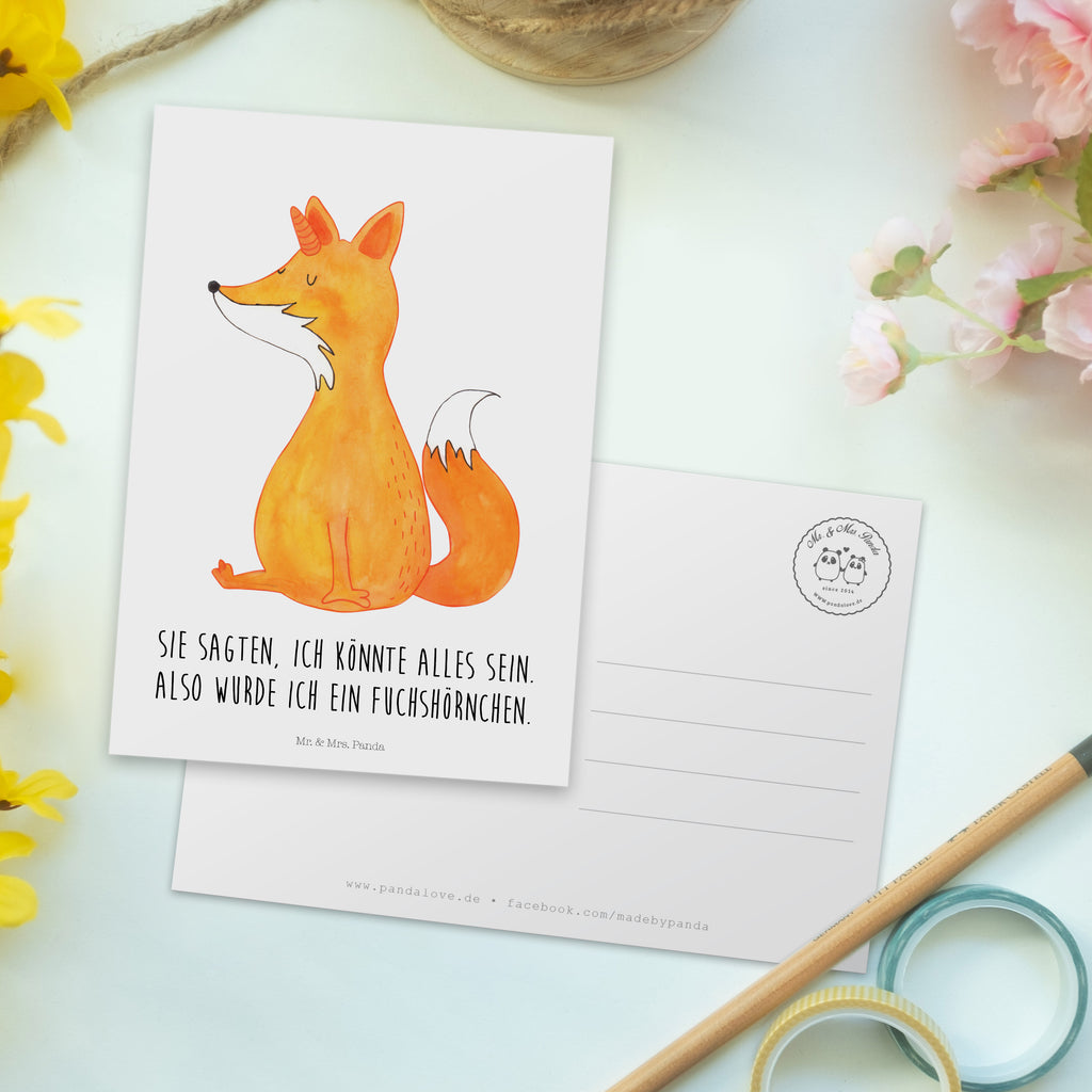 Postkarte Fuchshörnchen Wunsch Geschenkkarte, Grußkarte, Karte, Einladung, Ansichtskarte, Geburtstagskarte, Einladungskarte, Einhorn, Einhörner, Einhorn Deko, Pegasus, Unicorn, Fuchs, Unicorns, Fuchshörnchen, Fuchshorn, Foxycorn, Füchse