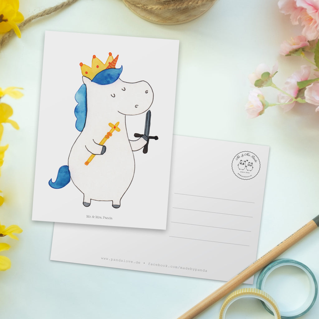 Postkarte Einhorn König mit Schwert Geschenkkarte, Grußkarte, Karte, Einladung, Ansichtskarte, Geburtstagskarte, Einladungskarte, Einhorn, Einhörner, Einhorn Deko, Pegasus, Unicorn, König, Ritter, Mittelalter