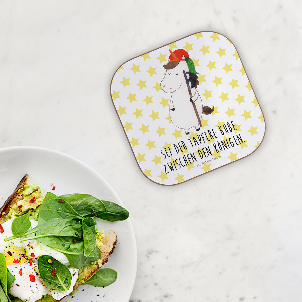 Quadratische Untersetzer Einhorn Bube Bierdeckel, Glasuntersetzer, Untersetzer Gläser, Getränkeuntersetzer, Einhorn, Einhörner, Einhorn Deko, Pegasus, Unicorn, Bube, Mittelalter