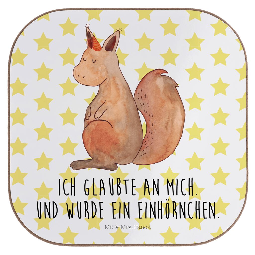 Quadratische Untersetzer Einhörnchen Glaube Bierdeckel, Glasuntersetzer, Untersetzer Gläser, Getränkeuntersetzer, Einhorn, Einhörner, Einhorn Deko, Pegasus, Unicorn, Einhörnchen, Eichhörnchen, Eichhorn